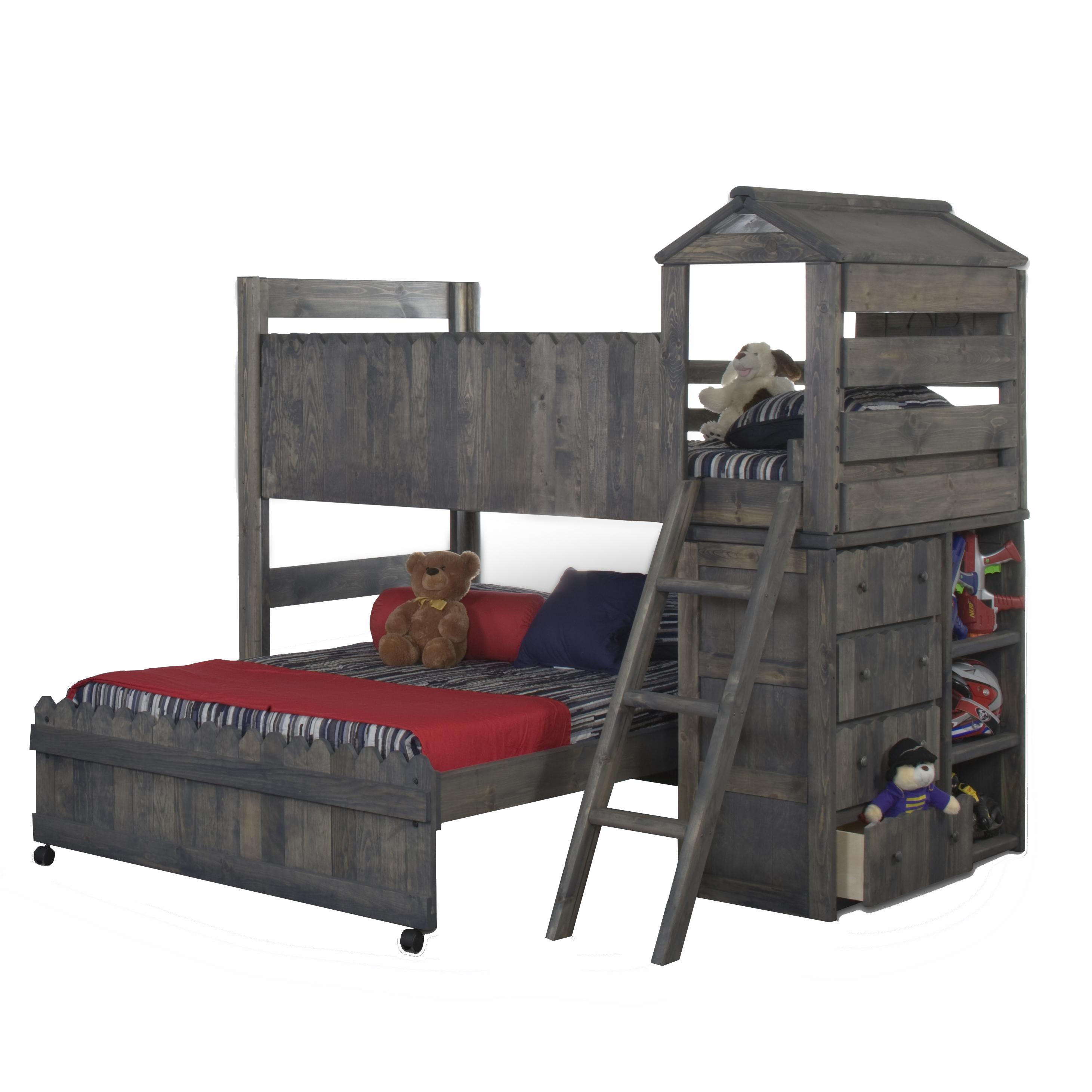 Trendwood The Fort Twin/Full Complete Loft Fort Bed with Ladder Dunk